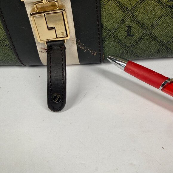 Y2K L.A.M.B. Carlisle Rasta Ombre Foldover Clutch Canvas Leather Trim - Picture 11 of 14